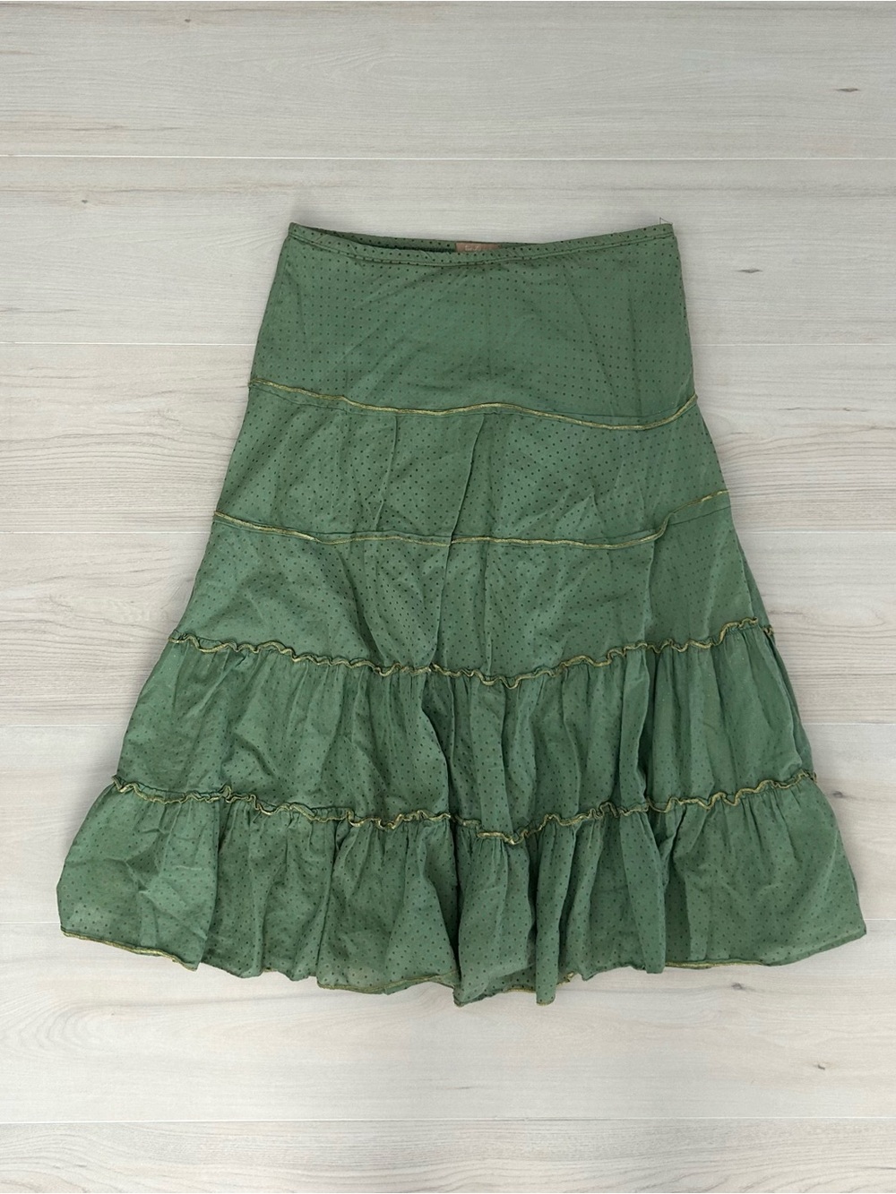 green forever 21 polka dot tiered maxi skirt